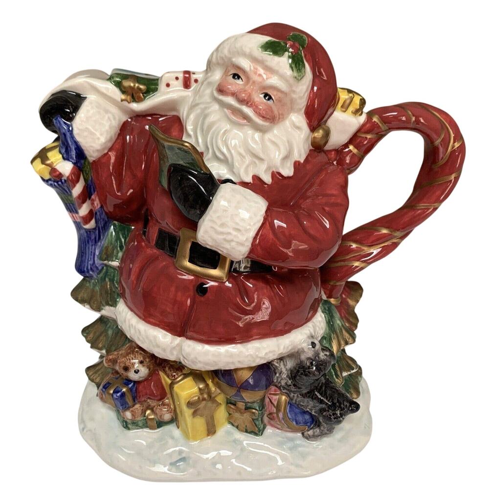Vintage FITZ & FLOYD Toy Land Santa Holiday Pitcher With Box